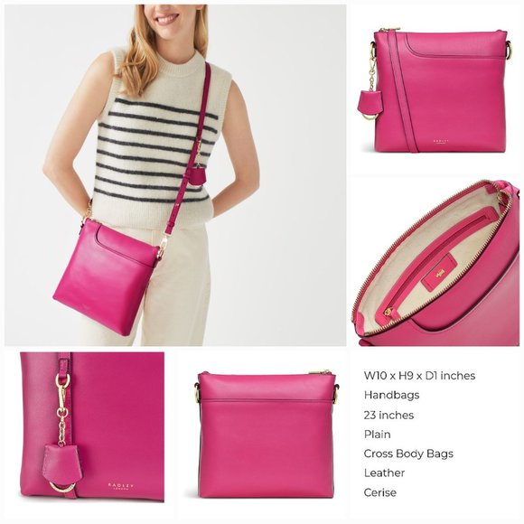 'RADLEY LONDON' 'SCOTTIE' LEATHER TOP ZIP CROSSBODY BAG CONCEAL KEY FOB - Picture 14 of 16